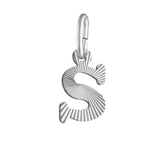 PENDENTIF ARGENT RHODIÉ INITIALE  S STRIEE