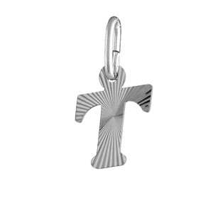 PENDENTIF ARGENT RHODIÉ INITIALE  T STRIEE