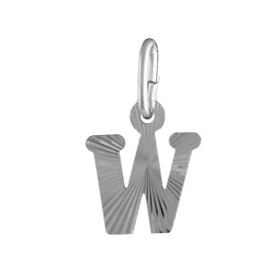 PENDENTIF ARGENT RHODIÉ INITIALE W STRIEE
