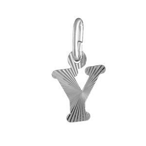 PENDENTIF ARGENT RHODIÉ INITIALE Y STRIEE