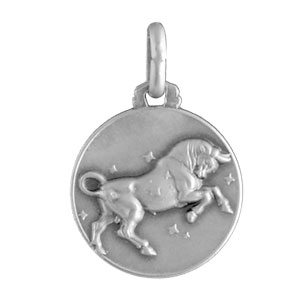 MEDAILLE ARGENT ZODIAQUE TAUREAU VIEIL ARGENT