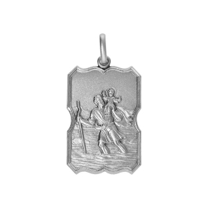 PENDENTIF ARGENT MASSIF ST CHRISTOPHE RECTANGULAIRE SATINE