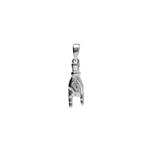 PENDENTIF ARGENT RHODIÉ MAIN PORTE BONHEUR ITALIEN