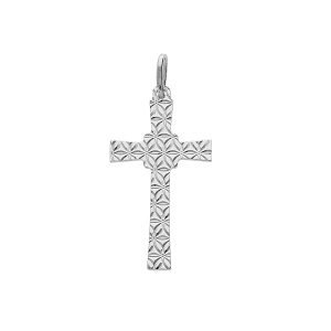 PENDENTIF ARGENT RHODIÉ CROIX DIAMANTÉ ETOILE