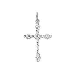 PENDENTIF ARGENT RHODIÉ CROIX DIAMANTÉ ETOILE