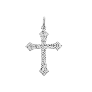 PENDENTIF ARGENT RHODIÉ CROIX DIAMANTÉ ETOILE