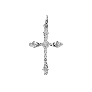 PENDENTIF ARGENT RHODIÉ CROIX DIAMANTÉ
