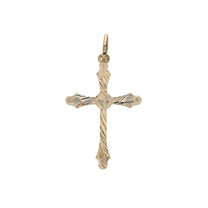 PENDENTIF ARGENT ET DORURE JAUNE CROIX DIAMANTÉ
