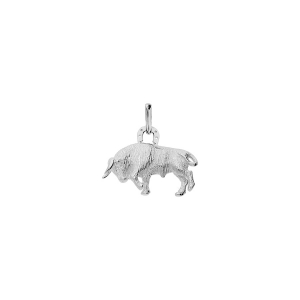 PENDENTIF ARGENT PLATINÉ TAUREAU CAMARGUAIS ET FER A CHEVAL