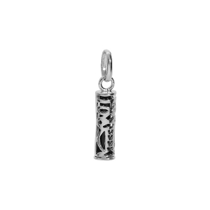 PENDENTIF ARGENT RHODIÉ TIKI 13MM  TENDRESSE AMOUR RÉSINE NOIRE