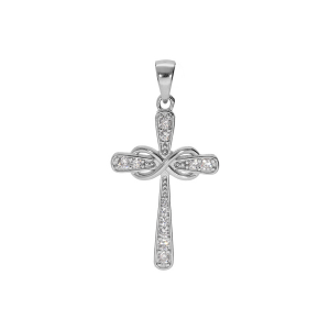 PENDENTIF ARGENT RHODIÉ CROIX OXYDES  AVEC INFINI 24X17MM