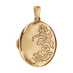 PENDENTIF ARGENT ET DORURE JAUNE CASSOLETTE OVALE 20MM MOTIF FLEUR (1 OU 2 PHOTOS DROITE ET GAUCHE)