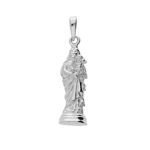 PENDENTIF ARGENT PLATINÉ VIERGE A L'ENFANT 18MM