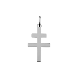 PENDENTIF CROIX DE LORRAINE ARGENT RHODIÉ