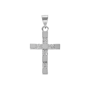 PENDENTIF ARGENT RHODIÉ 20X10MM  CROIX AVEC OXYDES