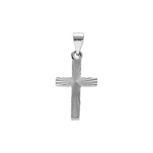 PENDENTIF ARGENT RHODIÉ CROIX DIAMANTÉE 15X10MM