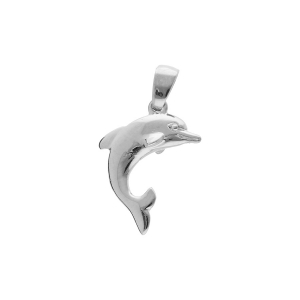 PENDENTIF ARGENT PLATINÉ DAUPHIN EN RELIEF RECTO-VERSO