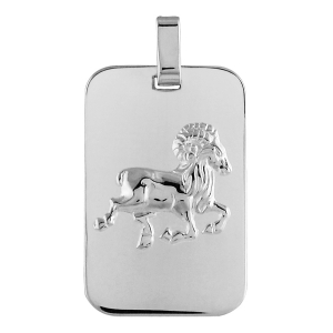 PENDENTIF ZODIAQUE PLAQUE GI BELIER ARGENT RHODIÉ BRILLANT