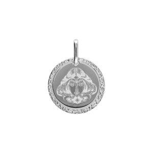 PENDENTIF ARGENT RHODIÉ MEDAILLE 15MM ZODIAQUE VIERGE