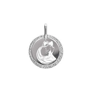 PENDENTIF ARGENT RHODIÉ MEDAILLE 15MM ZODIAQUE VERSEAU