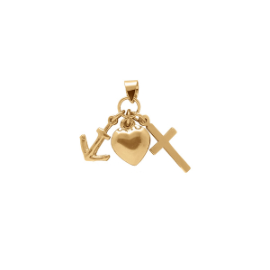 PENDENTIF ARGENT DORÉ ANCRE, COEUR ET CROIX (CHARITÉ, FOI, ESPERANCE)