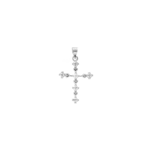 PENDENTIF ARGENT RHODIÉ CROIX AVEC COEURS 22MM X 15MM  OXYDES BLANCS