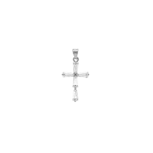 PENDENTIF ARGENT RHODIÉ CROIX 20MM X 12MM  OXYDES BLANCS BAGUETTE