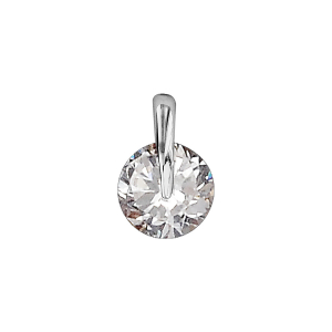 PENDENTIF ARGENT RHODIÉ ROND PIERRE BLANCHE SYNTH