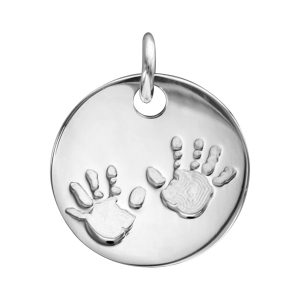 PENDENTIF ARGENT RHODIÉ MEDAILLE 18MM MOTIF 2 MAINS