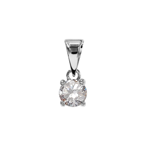PENDENTIF ARGENT RHODIÉ SOLITAIRE OXYDE SERTI 4 GRIFFES 5MM