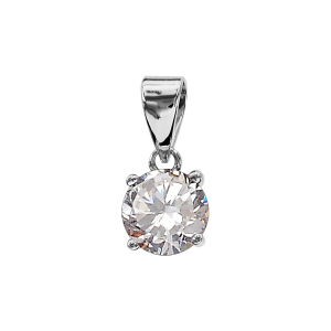 PENDENTIF ARGENT RHODIÉ SOLITAIRE OXYDE SERTI 4 GRIFFES 7MM