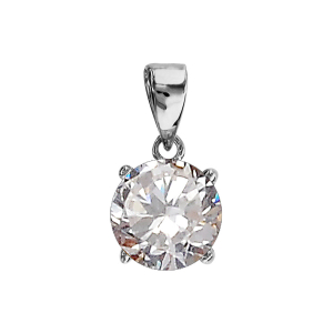 PENDENTIF ARGENT RHODIÉ SOLITAIRE OXYDE SERTI 4 GRIFFES 9MM