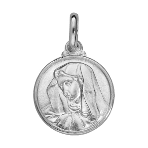 PENDENTIF ARGENT RHODIÉ MEDAILLE VIERGE 14MM