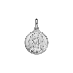 PENDENTIF ARGENT RHODIÉ MEDAILLE VIERGE 14MM