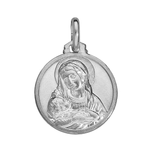 PENDENTIF ARGENT RHODIÉ VIERGE ET L'ENFANT 16MM