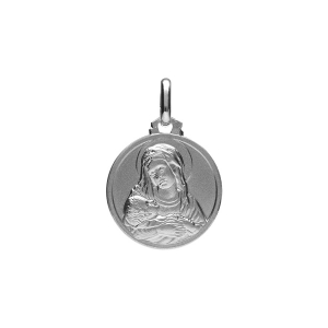 PENDENTIF ARGENT RHODIÉ VIERGE ET L'ENFANT 16MM