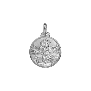 PENDENTIF ARGENT RHODIÉ MEDAILLE ST CHRISTOPHE 16MM