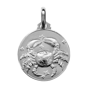 MEDAILLE ARGENT RHODIÉ ZODIAQUE CANCER