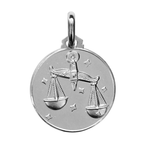 MEDAILLE ARGENT RHODIÉ ZODIAQUE BALANCE