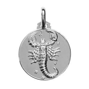 MEDAILLE ARGENT RHODIÉ ZODIAQUE SCORPION