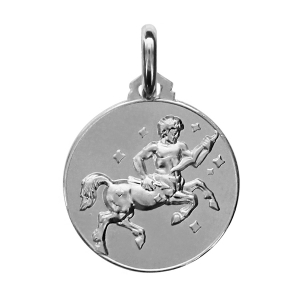 MEDAILLE ARGENT RHODIÉ ZODIAQUE SAGITTAIRE