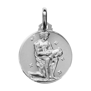 MEDAILLE ARGENT RHODIÉ ZODIAQUE VERSEAU