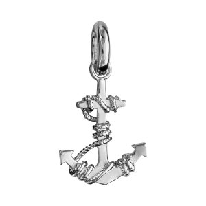 PENDENTIF ARGENT RHODIÉ ANCRE MARINE