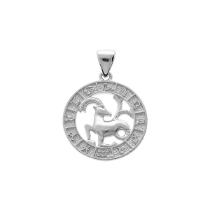 PENDENTIF ARGENT RHODIÉ MEDAILLE ZODIAQUE CAPRICORNE