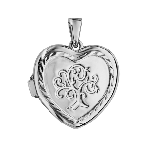 PENDENTIF CASSOLETTE COEUR AVEC ARBRE DE VIE 20MM ARGENT RHODIÉ (1 OU 2 PHOTOS DROITE  ET GAUCHE)