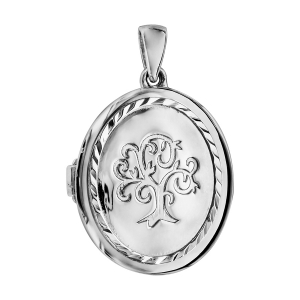 PENDENTIF CASSOLETTE OVALE AVEC ARBRE DE VIE 20MM ARGENT RHODIÉ (1 OU 2 PHOTOS DROITE ET GAUCHE)