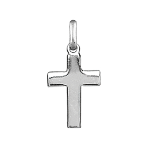 PENDENTIF CROIX  PLATE 18MM ARGENT RHODIÉ