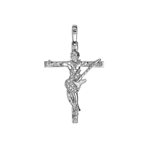 PENDENTIF ARGENT RHODIÉ CROIX ROCK 26MM  (MODELE 1)