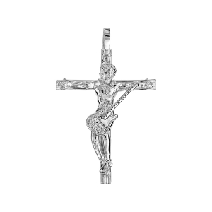 PENDENTIF ARGENT RHODIÉ CROIX ROCK  33MM  (MODELE 2)