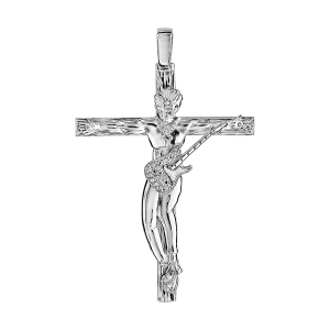 PENDENTIF ARGENT RHODIÉ CROIX ROCK 45MM  (MODELE 3)